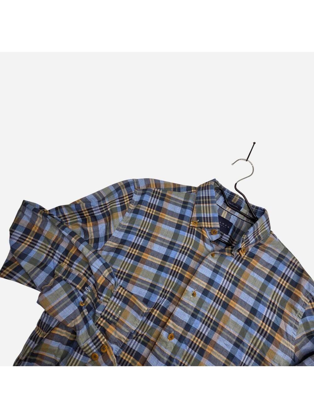 Calder Carmel Blue, Yellow, And Green Plaid Cotton Shirt